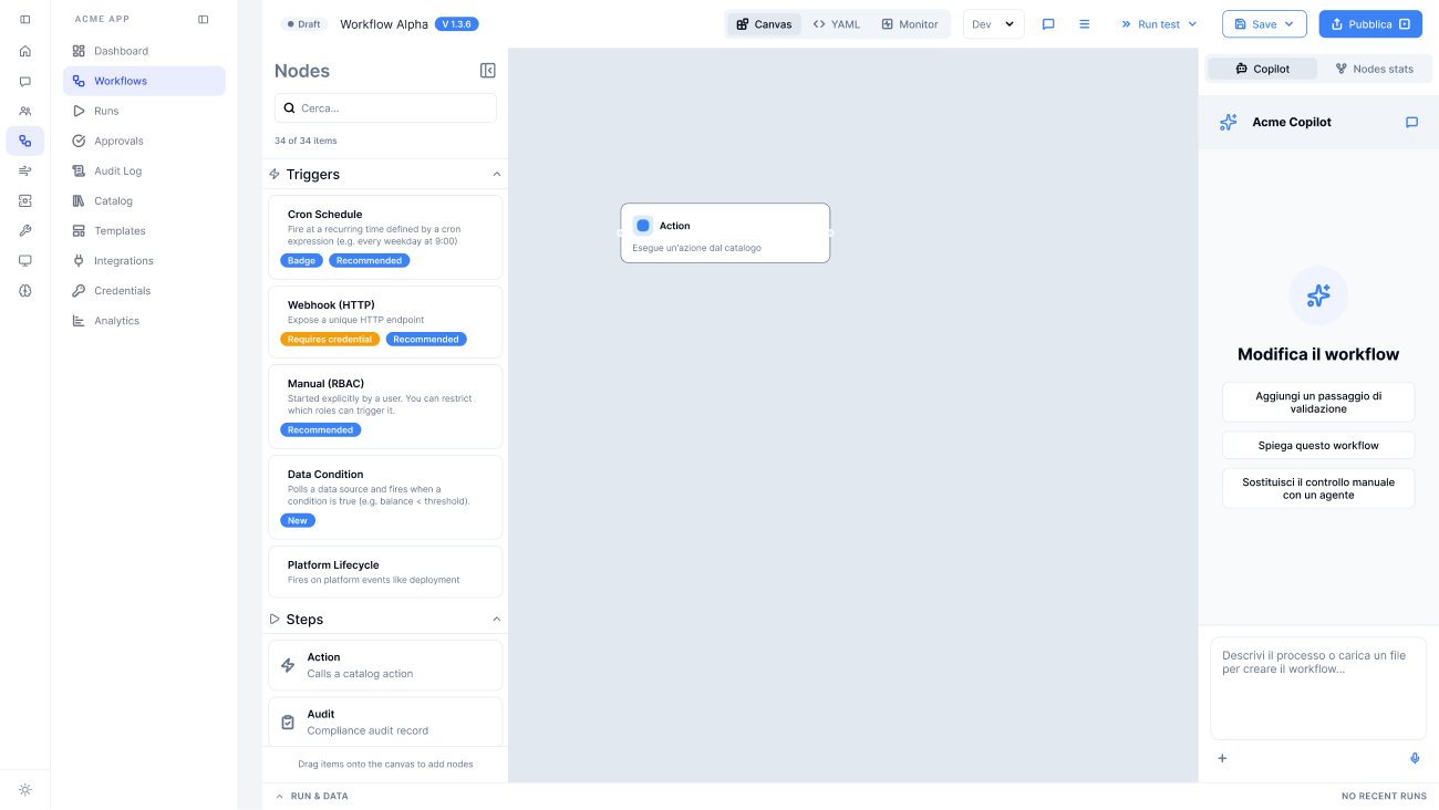 Screenshot: editor a canvas con Copilot AI